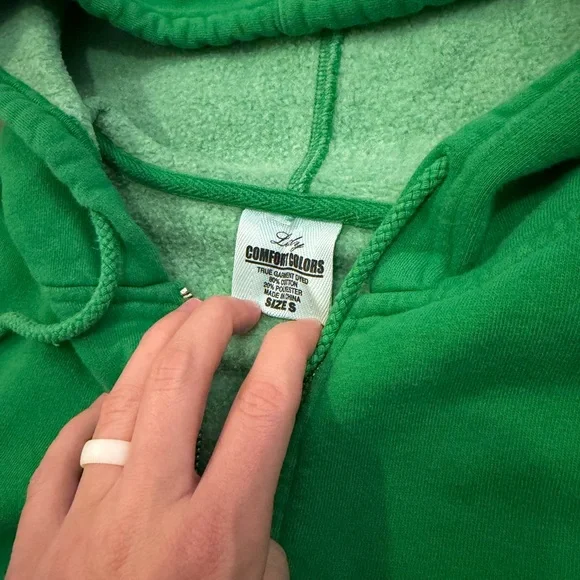 Seaside Beach Green Zip Up Hoodie Sweatshirt size Small Cozy - Picture 3 of 5